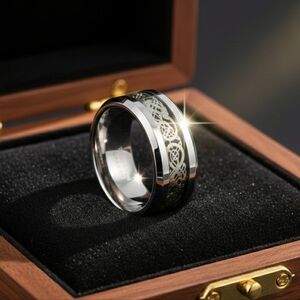 6mm / 8mm Tungsten Carbide Celtic Dragon Ring